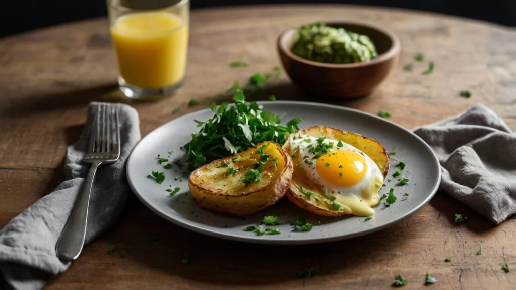 Crispy Air Fryer Breakfast Potatoes with golden-brown edges and a sprinkle of fresh herbs on a white plate.