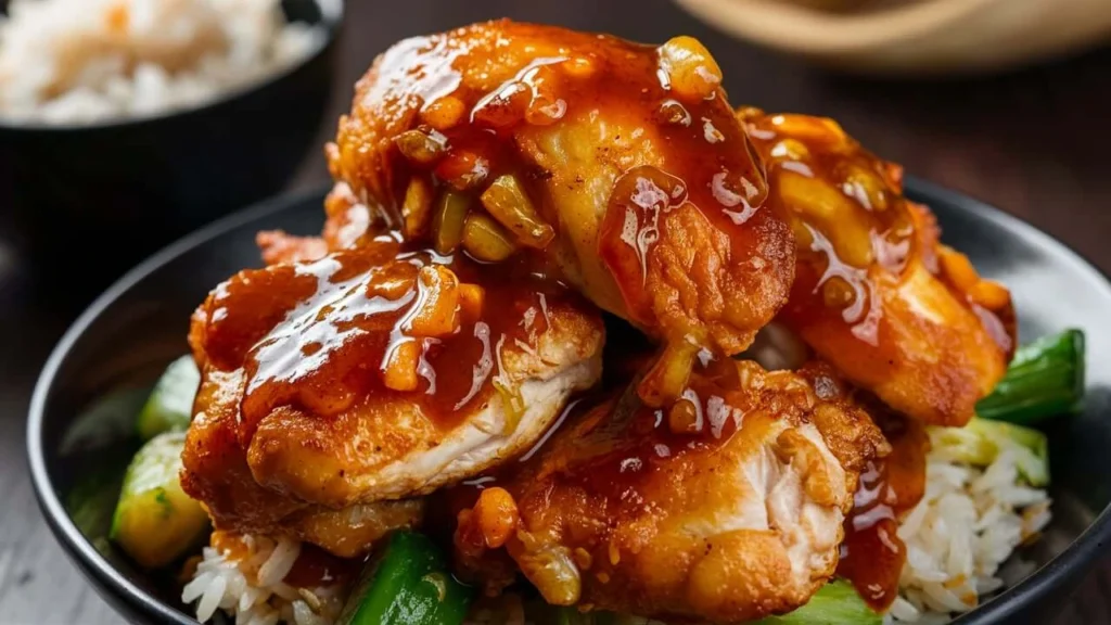 Glazed Honey Garlic Chicken Served with Sides