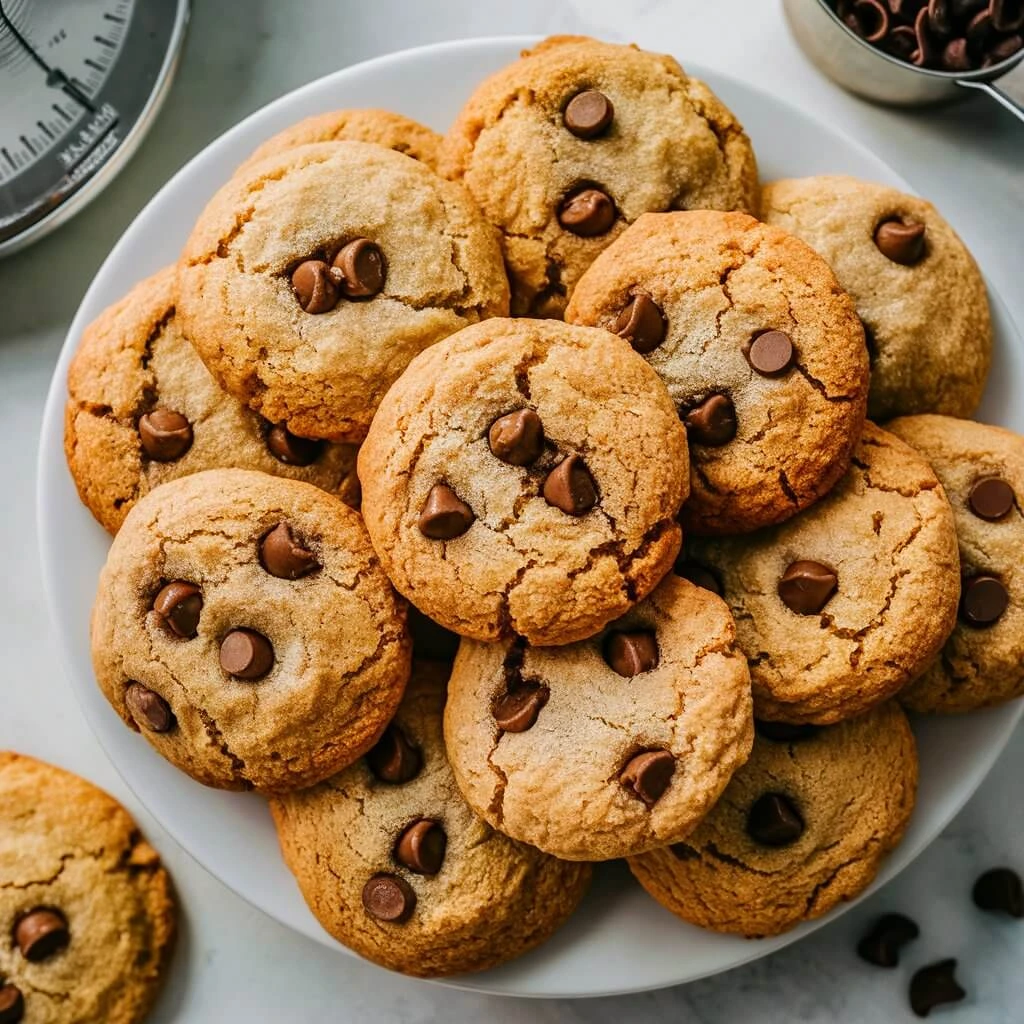 Perfectly baked chocolate chip cookies with a golden brown finish and soft center