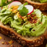 Spicy Avocado Toast Garnished with Chili Flakes