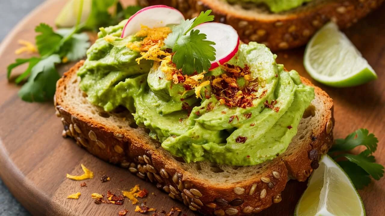 Spicy Avocado Toast Garnished with Chili Flakes